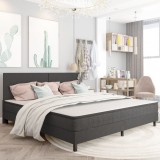VidaXL Tăblie de pat, gri &icirc;nchis, 200 x 200 cm, material textil