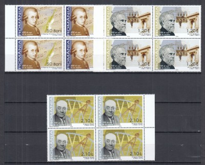 ROMANIA 2006 LP 1722 ANIVERSARI COMEMORARI PERSONALITATI II BLOCURI DE 4 MNH foto