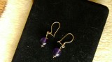 Cercei Aur 14K cu Ametist Briolette Rotunde 10mm, 4cm lungime, Bijuterii Aur 585