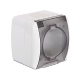 Priză Schuko cu capac aplicată 16A alb PT Alsu - ELBI