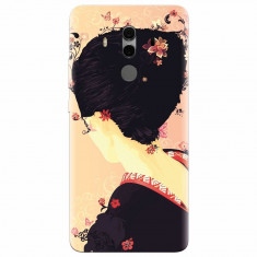 Husa silicon pentru Huawei Mate 10, Japanese Geisha Illustration Cherry Blossom