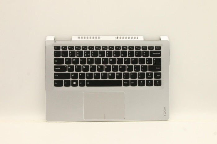 Carcasa superioara cu tastatura palmrest Laptop, Lenovo, Yoga 710-14IKB Type 80V4, 5CB0L47424, AM1JH000210, iluminata, argintie, layout US