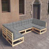vidaXL Set mobilier de grădină cu perne, 6 piese, lemn masiv de pin 3077174