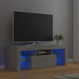 Comodă TV cu lumini LED, gri beton, 120x35x40 cm, vidaXL