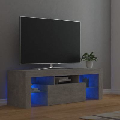 Comodă TV cu lumini LED, gri beton, 120x35x40 cm foto