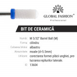 Cumpara ieftin Capat pentru freza electrica, bit ceramic, forma cilindru rotunjit, albastru, mediu, M 3/32 Barrel Ball (M)