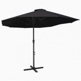 Umbrela de soare exterior cu stalp aluminiu, negru, 460x270 cm GartenMobel Dekor, vidaXL