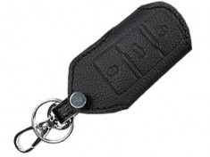 Husa cheie din piele pentru Vw Passat B6 B7 CC, cusatura neagra, pentru cheie cu 3 butoane foto