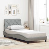 VidaXL Cadru de pat fără saltea, gri deschis, 90x190 cm, textil