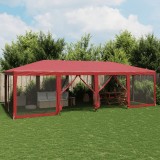 VidaXL Cort de petrecere cu 12 pereți din plasă, roșu, 8x4 m, HDPE