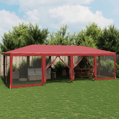 vidaXL Cort de petrecere cu 12 pereți din plasă, roșu, 8x4 m, HDPE foto