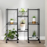 VidaXL Suport pentru flori cu roți, 83x25x83,5 cm, negru, fier