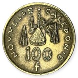 NOUA CALEDONIE 100 FRANCI CFP 2008 , KM 15a [1] XF, Australia si Oceania, Bronz-Aluminiu
