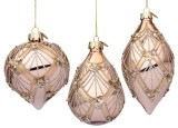 Cumpara ieftin Set 12 globuri brad Craciun sticla rose gold paiete Lux 6,8x6,8x10,3h; 7,7x7,7x9h; 6,5x6,5x12,7h