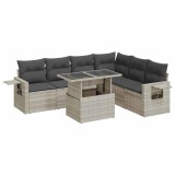 Cumpara ieftin Set canapele de gradina cu perne, 7piese gri deschis poliratan
