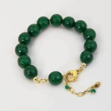 Cumpara ieftin Brățară Argint 925 placat aur, Agat Verde Smarald fațetat 12mm, reglabilă 17-23cm, Harmony Made in Italy, cutie cadou