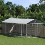 VidaXL Padoc de exterior cu acoperiș argintiu 3x9x2,5m oțel galvanizat