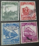 Seria Completă Deutsches Reich 1935 - Centenar Căi Ferate, Trenuri, Locomotive, 4v, Ștampilată -A333
