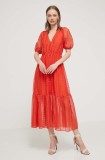 Desigual rochie OTTAWA culoarea rosu, maxi, evazată, 24SWVW05