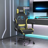 Cumpara ieftin Scaun gaming masaj/suport picioare, negru/verde deschis textil