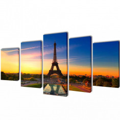 Set De Tablouri Imprimate Pe Pânză Turnul Eiffel 100 x 50 cm 241559