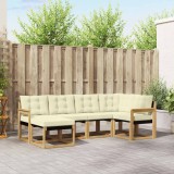 VidaXL Set Canapele Exterior Mobila Gradina Alb Crem Lemn Acacia Textilene Confortabil Durabil