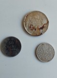 Lot 3 monede argint Regatul Rom&acirc;niei - 200 Lei 1942, 50 Bani 1900 și 1910