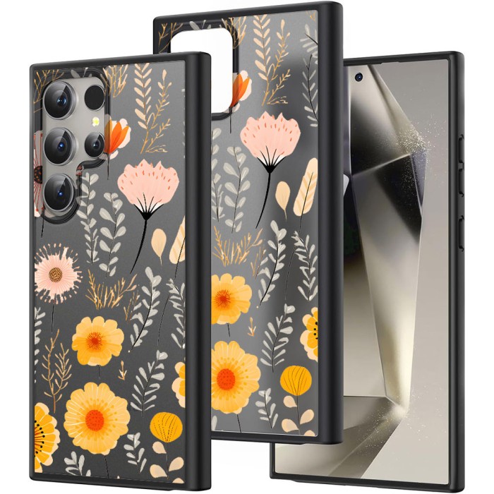 Hus&Auml; pentru samsung galaxy s25 ultra, flower 13, protec&Egrave;ie camer&Auml;, anti&Egrave;oc, design slim, negru