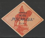 Romania anii 50 - Vigneta de bagaje Hotel Pescarusul din Cluj-Napoca, ONT Carpati, eticheta hoteliera, promovare turistica