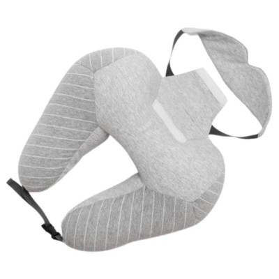 Perna pentru gat si avion Edman Essential U1S, cu suport lombar, 32x30x11 cm, Gri deschis foto