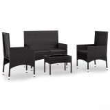 Cumpara ieftin Set mobilier relaxare gradina 4 piese cu perne poliratan negru