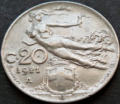 Moneda istorica 20 CENTESIMI - ITALIA, anul 1921 * cod 4250 foto
