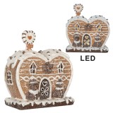 Cumpara ieftin Casuta Turta Dulce polirasina maro alba, led 18x10x19 cm