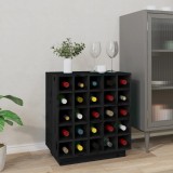 Dulap Vinuri vidaXL, Negru, Lemn Masiv Pin, 55.5x34x61cm, Suport 25 Sticle, Modern, Depozitare Vin