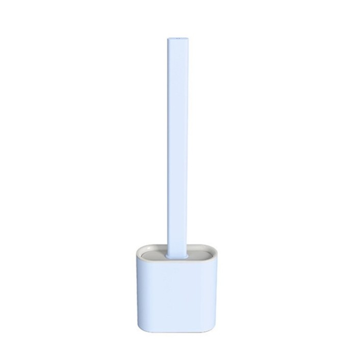 Perie WC din Silicon cu Suport Autoadeziv pe Perete si Cap Flexibil pentru Vasul de Toaleta, Albastru, CBD CORAL BEST DEALS 9.8 cm 4.3 cm 36.5 cm Alba