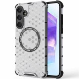 Husa transparenta Samsung Galaxy A55 5G Techsuit HoneyComb Shield MagSafe, alb