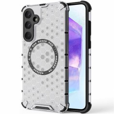 Husa transparenta Samsung Galaxy A55 5G Techsuit HoneyComb Shield MagSafe, alb foto