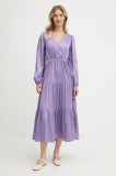 Pepe Jeans rochie culoarea violet, midi, evazati, PL953760
