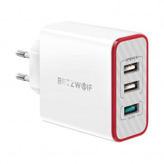 Incarcator retea BlitzWolf BW-PL2, 3x USB, Quick Charge 3.0, 30W, Alb foto