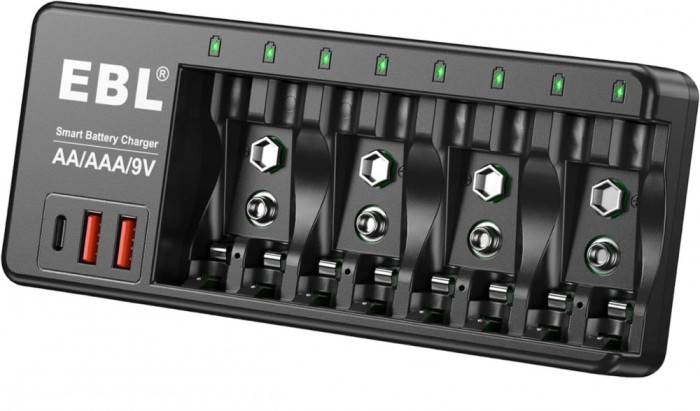 Incarcator Inteligent pentru acumulatori AA, AAA, 9V, EBL 9V4SA8S