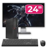 Pachet PC Second Hand Lenovo ThinkCentre M720s SFF, Intel Pentium Gold G5600 3.90GHz, 8GB DDR4, 256GB SSD NVMe + Monitor 24&amp;quot; + cadou tastatura si