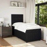 VidaXL Pat box spring cu saltea, negru, 80x200 cm, catifea