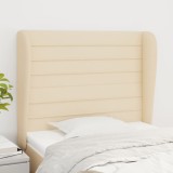 VidaXL Tăblie de pat cu aripioare, crem, 93x23x118/128 cm, țesătură