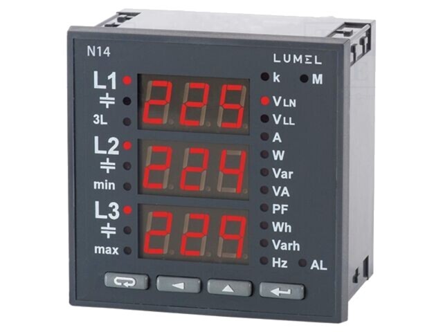 Aparat de măsură LUMEL pentru parametrii de rețea cu panou LED x3 3 cifre