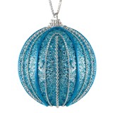 Ornament Brad de Craciun din spuma turcoaz cu glitter si lant argintiu, CMCLASS