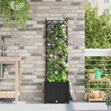 vidaXL Jardiniera Gradina cu Spalier Negru 40x40x143cm, Ghiveci Exterior/Interior, Plastic UV Rezistent, Design Modern