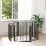 vidaXL Poartă pentru c&acirc;ini 6 pcs Negru 80 x 80 cm Oțel Galvanizat 892007