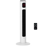 HOMCOM Ventilator Turn 45W cu 3 Moduri și 3 Viteze cu Cronometru 12h, Ventilator de Podea ABS cu Telecomandă, &Oslash;32x96 cm, Alb-Negru | Aosom Romania