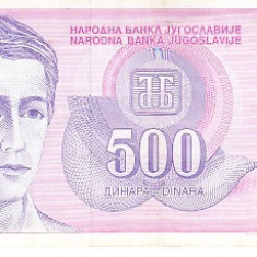 M1 - Bancnota foarte veche - Fosta Iugoslavia - 500 dinarI - 1992
