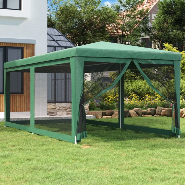 vidaXL Cort de petrecere cu 6 pereți din plasă, verde, 3x6 m, HDPE